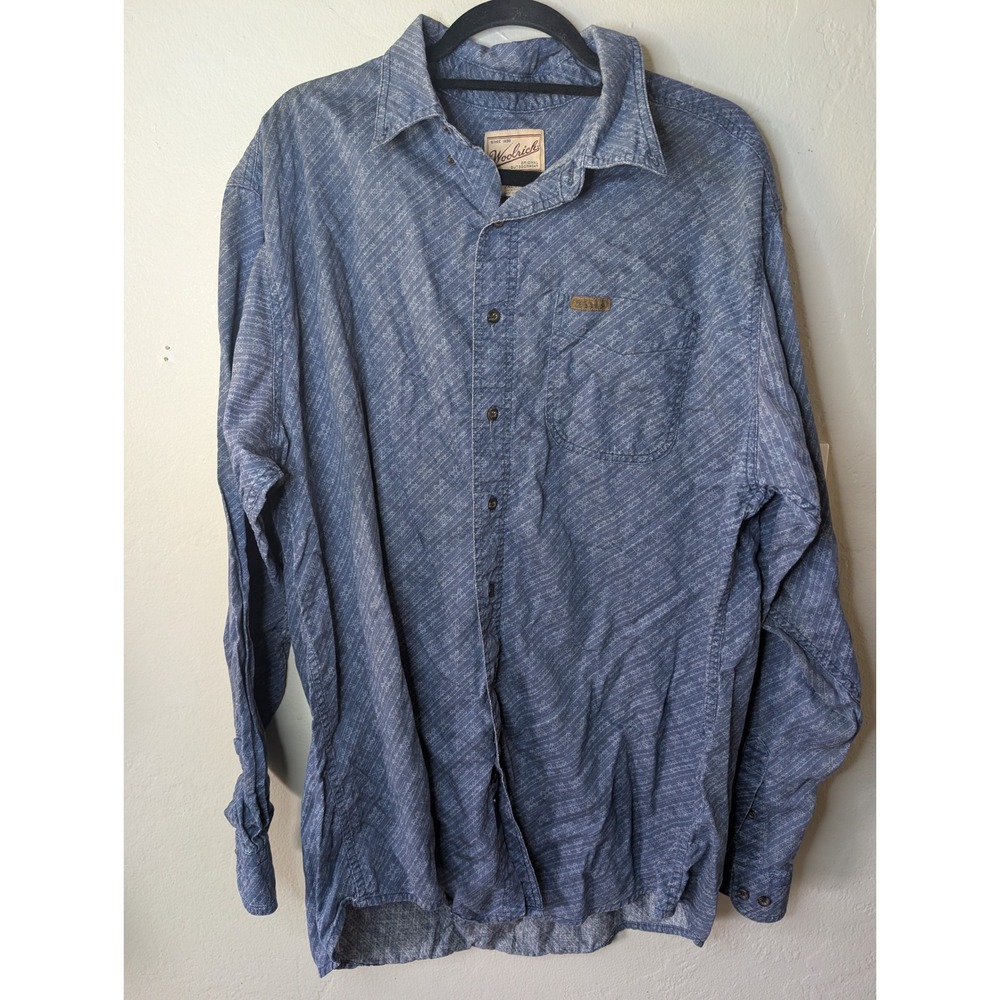Woolrich Mens Blue Button down long sleeve shirt size 2XL Tall